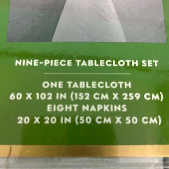 NWT Kate Spade Larabee Dot 9 PC Lt Gray Cotton Tablecloth 60"x102" & 8 Nap… - Picture 2 of 5